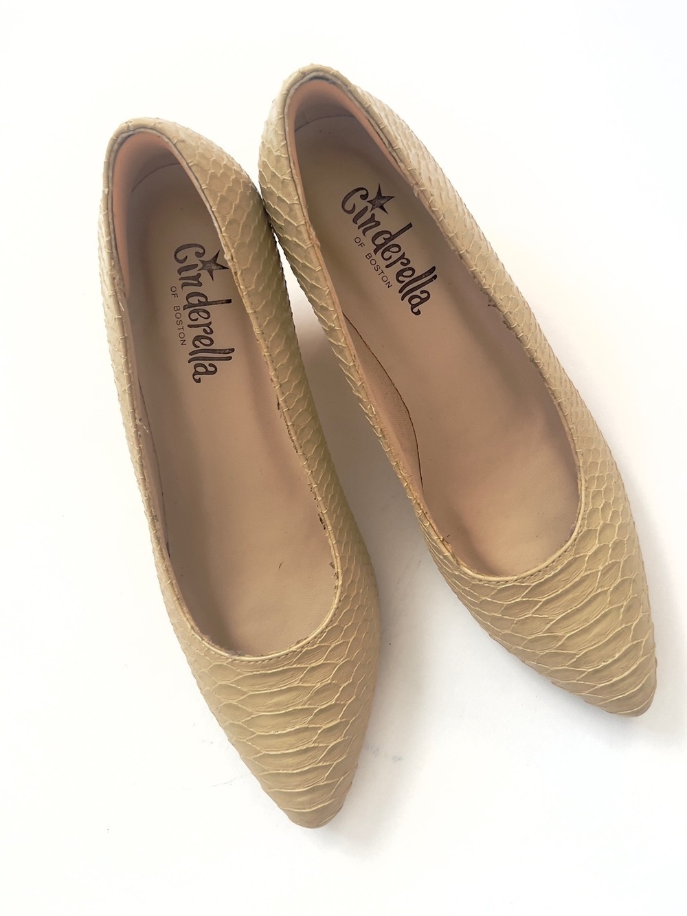 Cinderella of Boston Tan Textured Pointed-Toe 2-in Heels